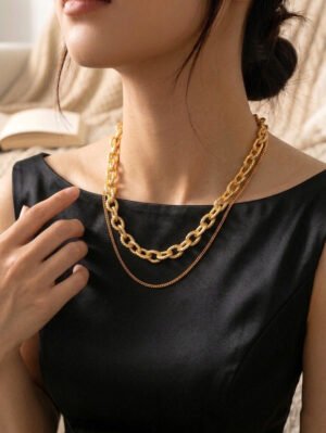 Dual Layered Textured Link Chain