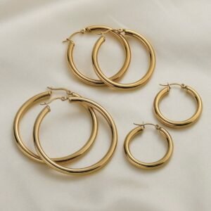 Golden Stainless Steel Bali Earrings in Small, Medium, Big sizes