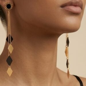 Roman Numeral & Geometric Tassel Earrings