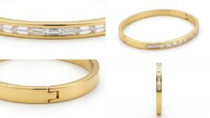 Elegance" Minimalist Baguette Gemstone Oval Bangle