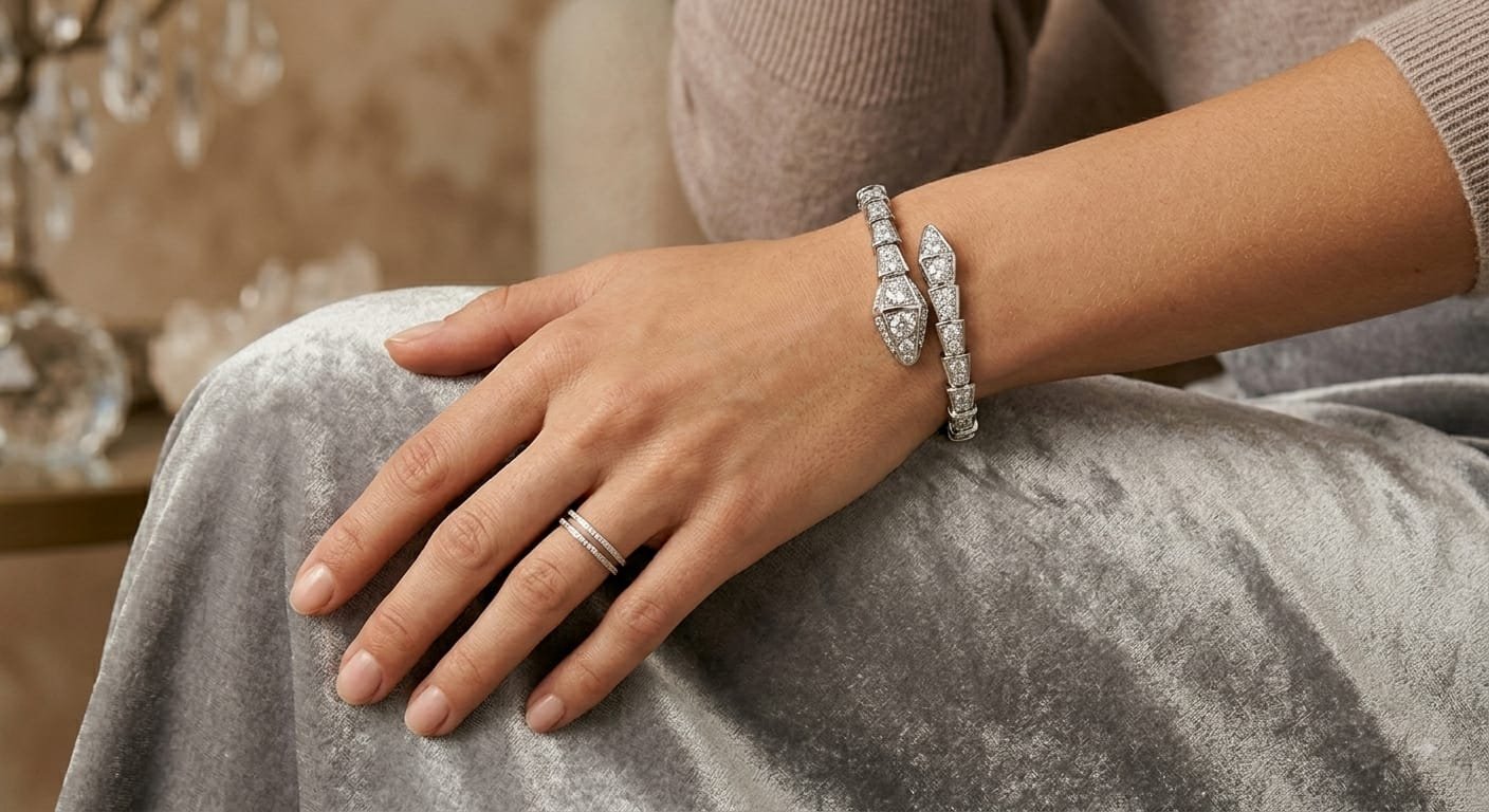 Silver-Tone Serpent Wrap Bangle - CROT-034 - Image 2