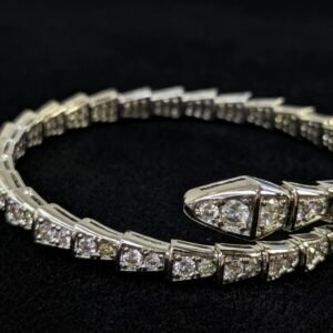 Silver-Tone Serpent Wrap Bangle with Cubic Zirconia Accents