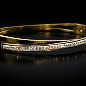 Aura Dual-Band Crystal & Gold Hinged Bangle