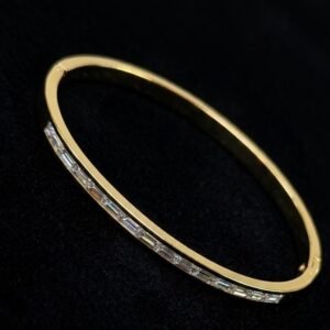 Elegance" Minimalist Baguette Gemstone Oval Bangle