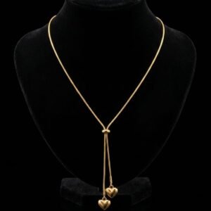 Vintage Double Heart Lariat Necklace
