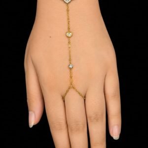 Radiant Gold Heart Hand Chain Bracelet