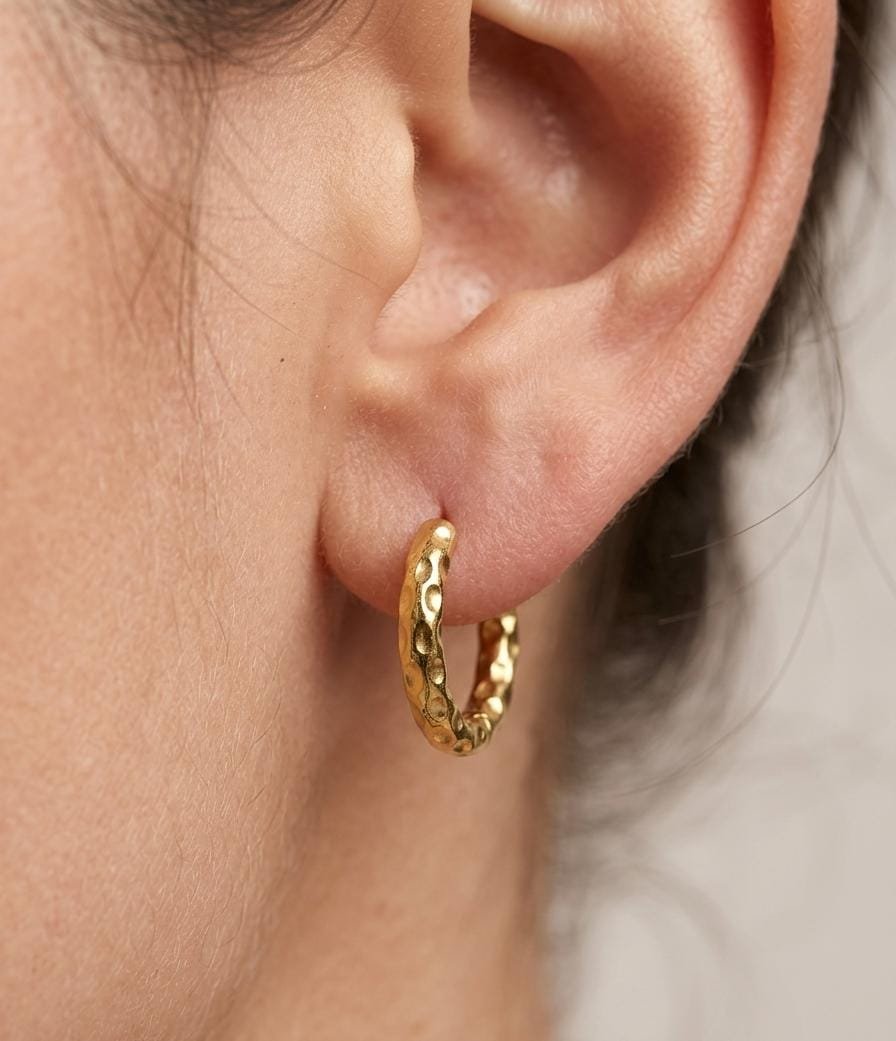 Luxe Hammered Link Hoop Earrings