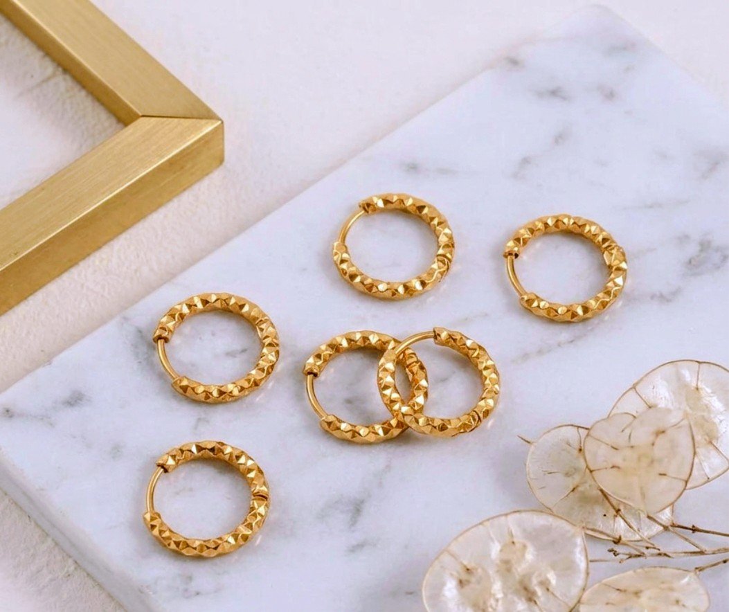 Luxe Hammered Link Hoop Earrings- 042 - Image 4